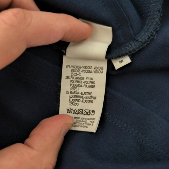 Blue Mini Sheath Dress with Crew Neck and Cuffed Sleeves - Picture 6 of 10